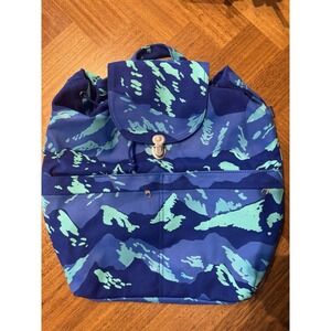 Baggu Night Mountain Blue Camo Drawstring Canvas Backpack